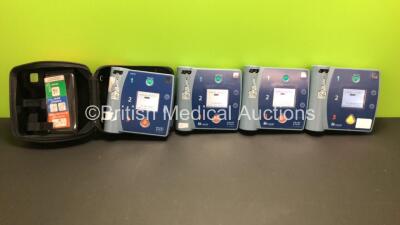 1 x Philips Heartstart FR2+ and 3 x Laerdal FR2+ Heartstart Defibrillators with 1 x Carry Case and 4 x Batteries *Install Dates 09-2023 - 09-2023 - 09-2023 - 08-2021* (Both Power Up and Pass Self Test) *1003102875 - 0304115617- 0304115615 - 0304115613*