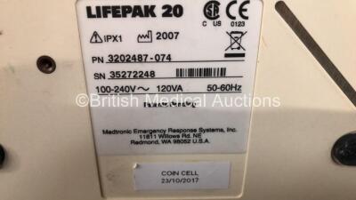 Medtronic Lifepak 20 Defibrillator / Monitor Including ECG and Printer Options with 1 x Paddle Lead, 1 x 3 Lead ECG Lead and 1 x Battery *Mfd 2007* (Powers Up) - 5