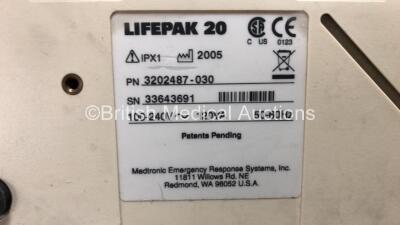 2 x Medtronic Lifepak 20 Defibrillators / Monitor Including ECG and Printer Options with 2 x Paddle Leads and 2 x ECG Leads *Mfd 2006 - 2005* (Both Power Up) - 7