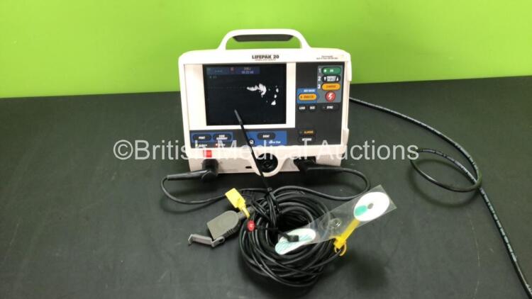 Physio Control Lifepak 20 Defibrillator / Monitor with 1 x Paddle Lead and 1 x 3 Lead ECG Lead (Powers Up with Missing Door Panel-See Photo) *SN FS0118347 - 30898707*