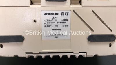 Physio Control Lifepak 20 Defibrillator / Monitor with 1 x Paddle Lead and 1 x 3 Lead ECG Lead (Powers Up with Missing Door Panel-See Photo) *SN FS0118347 - 30898707* - 4