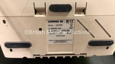 2 x Medtronic Lifepak 20 Defibrillator / Monitors with ECG and Printer Options, 2 x Paddle Leads and 2 x 3 Lead ECG Leads (Both Power Up with Missing Panel Doors-See Photos) - 3