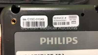 2 x Philips HeartStart FR3 Defibrillators in Cases with 2 x Batteries * Install Before 2024 - 2023 * (Both Power Up) * SN C15C 01049 - C18G 01329* - 7