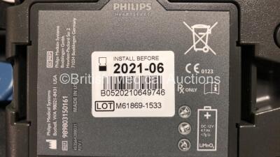 2 x Philips HeartStart FR3 Defibrillators in Cases with 2 x Batteries * Install Before 2024 - 2021 * (Both Power Up) * SN C15H 00319 - C18G 01315* - 3