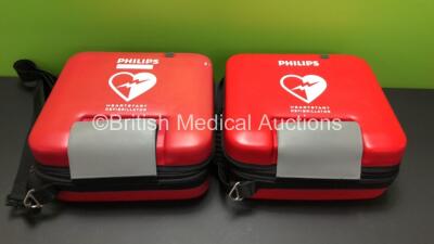 2 x Philips HeartStart FR3 Defibrillators in Cases with 2 x Batteries * Install Before 2024 - 2021 * (Both Power Up) * SN C15H 00319 - C18G 01315* - 8