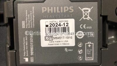 2 x Philips HeartStart FR3 Defibrillators in Cases with 2 x Batteries * Install Before 2024 - 2024 * (Both Power Up) * SN C18G 01359 - C18G 00066* - 5