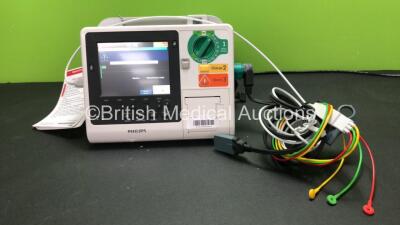 Philips Heartstart XL+ Defibrillator *Mfd - 03/2013* with ECG, Pacer and Printer Options, 3 Lead ECG Lead and Paddle Lead (Powers Up) *SN US31304767*