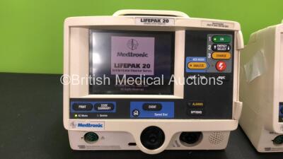 2 x Medtronic Lifepak 20 Defibrillator / Monitor Including ECG and Printer Options (Both Power Up) - 2