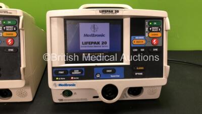 2 x Medtronic Lifepak 20 Defibrillator / Monitor Including ECG and Printer Options (Both Power Up) - 3