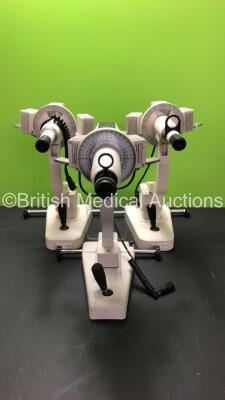 2 x TopCon OMTE-1 Ophthalmometer / Keratometer (Unable to Power Test Due to No Power Supply) and 1 x C.I.O.M Ophthalmometer / Keratometer (Unable to Power Test Due to No Power Supply - Main Stem Not Secured Correctly to Base Plate)