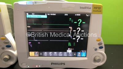 2 x Philips IntelliVue MP30 Anaesthesia Patient Monitors *Mfds - 2009 and 2010* with 2 x Philips M3012A Multiparameter Modules with Press and Temp Options *Mfds - 2008 and 2009* and 2 x Philips IntelliVue X2 Patient Monitors with Press, Temp, NBP, SPO2 an - 2