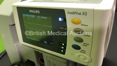 2 x Philips IntelliVue MP30 Patient Monitors *Mfds - 2008* with 2 x Philips M3012A Multiparameter Modules with Press and Temp Options *Mfds - 2009* and 2 x Philips IntelliVue X2 Patient Monitors with Press, Temp, NBP, SPO2 and ECG Resp Options and 2 x Bat - 9