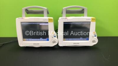2 x Philips IntelliVue MP30 Patient Monitors *Mfds - 2008 and 2009* with 2 x Philips M3012A Multiparameter Modules with Press and Temp Options *Mfds - 2008 and 2009* and 2 x Philips IntelliVue X2 Patient Monitors with Press, Temp, NBP, SPO2 and ECG Resp O