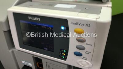 2 x Philips IntelliVue MP30 Patient Monitors *Mfds - 2011 and 2012* with 2 x Philips M3012A Multiparameter Modules with Press and Temp Options *Mfds - 2009 and 2008* and 2 x Philips IntelliVue X2 Patient Monitors with Press, Temp, NBP, SPO2 and ECG Resp O - 6