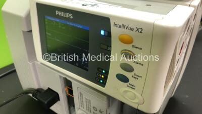 2 x Philips IntelliVue MP30 Patient Monitors *Mfds - 2011 and 2012* with 2 x Philips M3012A Multiparameter Modules with Press and Temp Options *Mfds - 2009 and 2008* and 2 x Philips IntelliVue X2 Patient Monitors with Press, Temp, NBP, SPO2 and ECG Resp O - 9