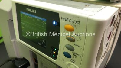 2 x Philips IntelliVue MP30 Patient Monitors *Mfds - 2007 and 2008* with 2 x Philips M3012A Multiparameter Modules with Press and Temp Options *Mfds - 2008 and 2009* and 2 x Philips IntelliVue X2 Patient Monitors with Press, Temp, NBP, SPO2 and ECG Resp O - 7