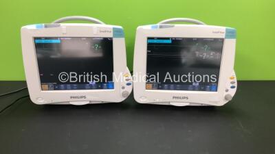 2 x Philips IntelliVue MP50 Anaesthesia Patient Monitors *Mfds - 2009* with 2 x Philips M3012A Multiparameter Modules with Press and Temp Options *Mfds - 2008 and 2009* and 2 x Philips IntelliVue X2 Patient Monitors with Press, Temp, NBP, SPO2 and ECG Res