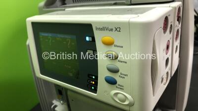 2 x Philips IntelliVue MP50 Anaesthesia Patient Monitors *Mfds - 2009* with 2 x Philips M3012A Multiparameter Modules with Press and Temp Options *Mfds - 2008 and 2009* and 2 x Philips IntelliVue X2 Patient Monitors with Press, Temp, NBP, SPO2 and ECG Res - 5