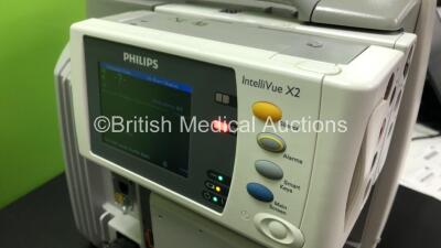 2 x Philips IntelliVue MP50 Anaesthesia Patient Monitors *Mfds - 2009 and 2012* with 2 x Philips M3012A Multiparameter Modules with Press and Temp Options *Mfds - 2008 and 2009* and 2 x Philips IntelliVue X2 Patient Monitors with Press, Temp, NBP, SPO2 an - 4