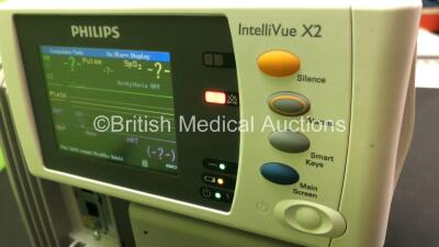 Philips IntelliVue MP50 Anaesthesia Patient Monitor *Mfd - 2009* with Philips M3012A Multiparameter Module with Press and Temp Options *Mfd - 2009* and Philips IntelliVue X2 Patient Monitor with Press, Temp, NBP, SPO2 and ECG Resp Options and 2 x Batterie - 4