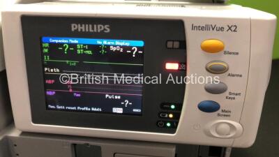 2 x Philips IntelliVue MP30 Anaesthesia Patient Monitors *Mfds - 2012 and 2010* with 2 x Philips M3012A Multiparameter Modules with Press and Temp Options *Mfds - 2018 and 2009* and 2 x Philips IntelliVue X2 Patient Monitors with Press, Temp, NBP, SPO2 an - 4