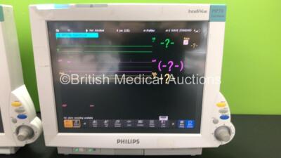 2 x Philips IntelliVue MP70 Anaesthesia Patient Monitors *Mfds - 2009* with 2 x Philips M3012A Multiparameter Modules with Press and Temp Options *Mfds - 2008 and 2009* and 2 x Philips IntelliVue X2 Patient Monitors with Press, Temp, NBP, SPO2 and ECG Res - 2