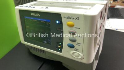 2 x Philips IntelliVue MP70 Anaesthesia Patient Monitors *Mfds - 2009* with 2 x Philips M3012A Multiparameter Modules with Press and Temp Options *Mfds - 2008 and 2009* and 2 x Philips IntelliVue X2 Patient Monitors with Press, Temp, NBP, SPO2 and ECG Res - 4