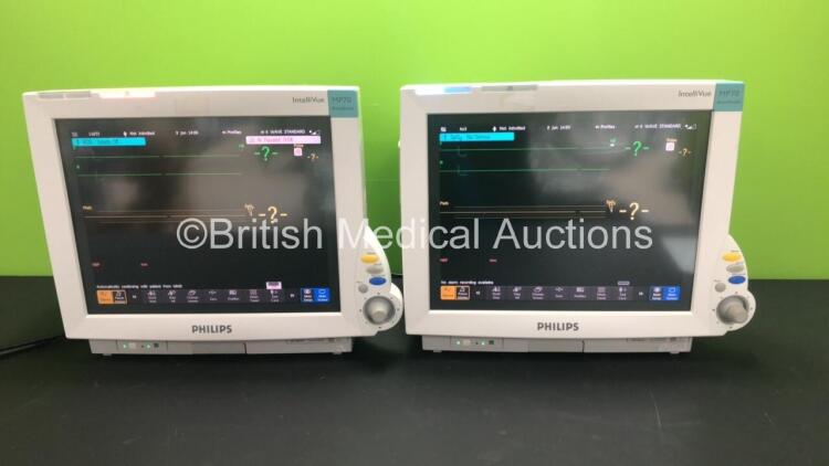 2 x Philips IntelliVue MP70 Anaesthesia Patient Monitors *Mfds - 2009* with 2 x Philips M3012A Multiparameter Modules with Press and Temp Options *Mfds - 2012 and 2008* and 2 x Philips IntelliVue X2 Patient Monitors with Press, Temp, NBP, SPO2 and ECG Res