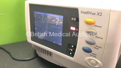 2 x Philips IntelliVue MP70 Anaesthesia Patient Monitors *Mfds - 2009* with 2 x Philips M3012A Multiparameter Modules with Press and Temp Options *Mfds - 2012 and 2008* and 2 x Philips IntelliVue X2 Patient Monitors with Press, Temp, NBP, SPO2 and ECG Res - 4