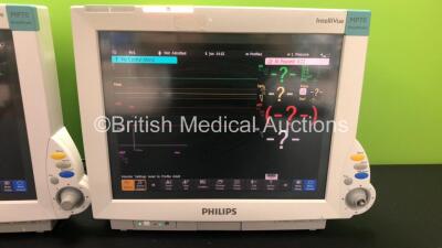 2 x Philips IntelliVue MP70 Anaesthesia Patient Monitors *Mfds - 2009 and 2010* with 2 x Philips M3014A Opt : C07 Multiparameter Modules with Press, Temp and CO2 Options *Mfds - 2011 and 2009* and 2 x Philips IntelliVue X2 Patient Monitors with Press, Tem - 2