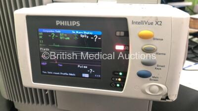 2 x Philips IntelliVue MP70 Anaesthesia Patient Monitors *Mfds - 2009 and 2010* with 2 x Philips M3014A Opt : C07 Multiparameter Modules with Press, Temp and CO2 Options *Mfds - 2011 and 2009* and 2 x Philips IntelliVue X2 Patient Monitors with Press, Tem - 4