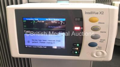 2 x Philips IntelliVue MP70 Anaesthesia Patient Monitors *Mfds - 2009 and 2010* with 2 x Philips M3014A Opt : C07 Multiparameter Modules with Press, Temp and CO2 Options *Mfds - 2011 and 2009* and 2 x Philips IntelliVue X2 Patient Monitors with Press, Tem - 9