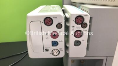 2 x Philips IntelliVue MP70 Anaesthesia Patient Monitors *Mfds - 2009* with 2 x Philips M3014A Opt : C07 Multiparameter Modules with Press, Temp and CO2 Options *Mfds - 2010 and 2009* and 2 x Philips IntelliVue X2 Patient Monitors with Press, Temp, NBP, S - 6