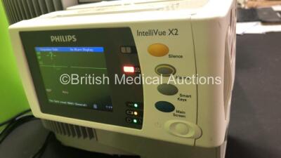 2 x Philips IntelliVue MP70 Anaesthesia Patient Monitors *Mfds - 2009* with 2 x Philips M3014A Opt : C07 Multiparameter Modules with Press, Temp and CO2 Options *Mfds - 2010 and 2009* and 2 x Philips IntelliVue X2 Patient Monitors with Press, Temp, NBP, S - 7