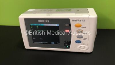 2 x Philips IntelliVue X2 Patient Monitors with Press, Temp, NBP, SPO2 and ECG Resp Options and 2 x Batteries *Mfds - 2009* (Both Power Up) - 4