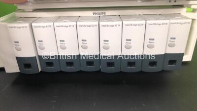 Job Lot Including 10 x Philips M8048A Module Racks with 8 x Philips Ref M1014A SPIRO Modules, 8 x Philips M1032A VueLink Modules (1 with Missing Cover-See Photo) 8 x M1029a TEMP Modules and 8 x Philips Ref M1006B PRESS Modules (7 with Missing Covers-See P - 2