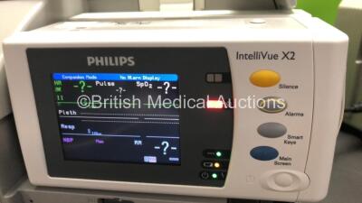 2 x Philips IntelliVue MP30 Anaesthesia Patient Monitors *Mfds - 2009 and 2010* with 2 x Philips M3012A Multiparameter Modules with Press and Temp Options *Mfds - 2008 and 2009* and 2 x Philips IntelliVue X2 Patient Monitors with Press, Temp, NBP, SPO2 an - 10