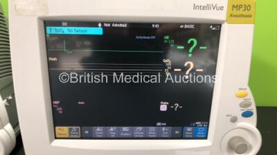 2 x Philips IntelliVue MP30 Anaesthesia Patient Monitors *Mfds - 2009 and 2008* with 2 x Philips M3012A Multiparameter Modules with Press and Temp Options *Mfds - 2008 and 2010* and 2 x Philips IntelliVue X2 Patient Monitors with Press, Temp, NBP, SPO2 an - 2