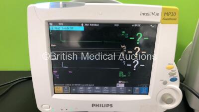 2 x Philips IntelliVue MP30 Anaesthesia Patient Monitors *Mfds - 2009 and 2008* with 2 x Philips M3012A Multiparameter Modules with Press and Temp Options *Mfds - 2008 and 2010* and 2 x Philips IntelliVue X2 Patient Monitors with Press, Temp, NBP, SPO2 an - 6