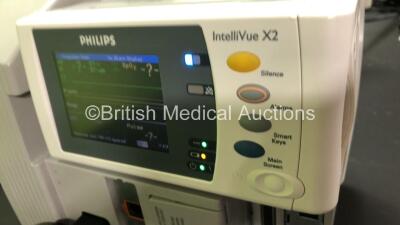 2 x Philips IntelliVue MP30 Anaesthesia Patient Monitors *Mfds - 2009 and 2008* with 2 x Philips M3012A Multiparameter Modules with Press and Temp Options *Mfds - 2008 and 2010* and 2 x Philips IntelliVue X2 Patient Monitors with Press, Temp, NBP, SPO2 an - 9