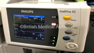 Job Lot Including 1 x Philips IntelliVue MP30 Anaesthesia Patient Monitor (Cracked Casing - See Photo), 1 x Philips IntelliVue MP30 Patient Monitor *Mfds - 2008 and 2011* with 2 x Philips M3012A Multiparameter Modules with Press and Temp Options *Mfds - 2 - 5