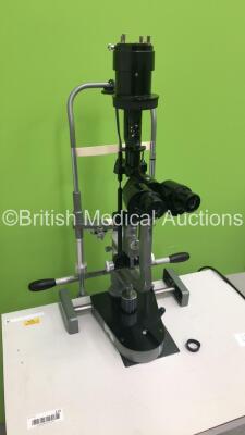 Haag Streit Bern Slit Lamp on Table with 2 x 16x Eyepieces (Unable to Power Up Due to No Lamp or Lamp Cap) - 2