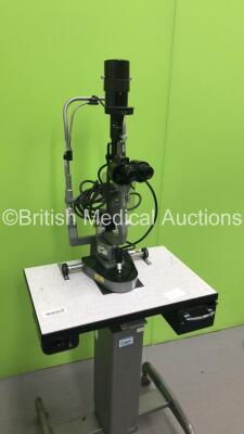 Haag Streit Bern Slit Lamp on Table with 1 x 10x Eyepiece (Unable to Power Up Due to No Lamp or Lamp Cap) - 2