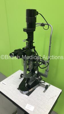 Haag Streit Bern Slit Lamp on Table with 1 x 10x Eyepiece (Unable to Power Up Due to No Lamp or Lamp Cap) - 7