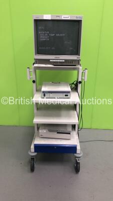 Stack Trolley with Sony Trinitron Monitor, Storz202220 20 Tricam SL pal Camera Control Unit and Sony Colour Video Printer (Powers Up)