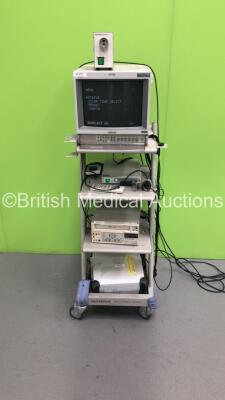 Olympus TC-C1 Clinical Trolley with Sony Trinitron Monitor, Olympus OTV-SC Camera Control Unit, Olympus OTV-SC Camera Head, Olympus OES MU-1 Unit and Sony SVO-9500MDP Video Cassette Recorder (Powers Up with Blank Screen) *S/N 2003289 / P9014457*
