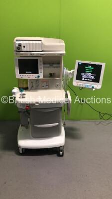 Datex-Ohmeda S/5 Avance Anaesthesia Machine Software Version 04.01 with Datex-Ohmeda Patient Monitor, Datex-Ohmeda Module Rack with E-CAiOV Gas Module with Spirometry Option and D-Fend Water Trap, E-INTPSM Module, Bellows and Hoses (Powers Up) *S/N ANBL00