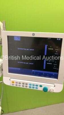 Datex-Ohmeda S/5 Avance Anaesthesia Machine Software Version 06.01 with Datex-Ohmeda Patient Monitor, Datex-Ohmeda Module Rack with E-CAiOV Gas Module with Spirometry Option and D-Fend Water Trap, E-INTPSM Module, Bellows and Hoses (Powers Up) *S/N ANBP01 - 7