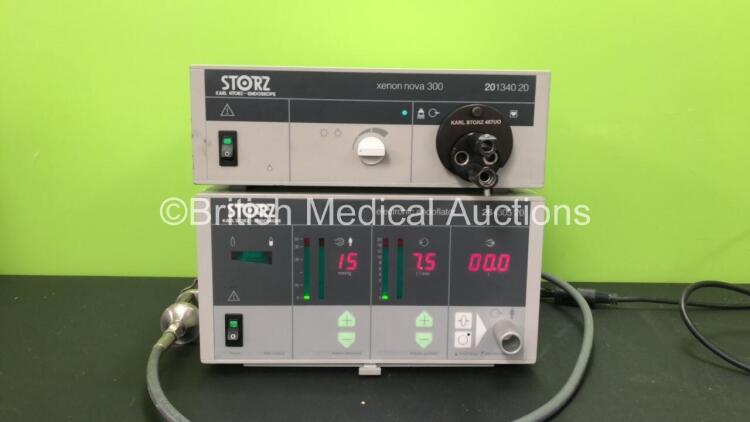 1 x Karl Storz 201340 20 xenon nova 300 Light Source with 1 x Karl Storz 264305 20 electronic endoflator Unit (Both Power Up) *SN BC0627679 - CG8450B*