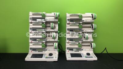 8 x Fresenius Kabi Module DPS Visio Syringe Pumps with 2 x Fresenius Kabi Orchestra Base Primea Units (All Draw Power with Blank Display-See Photos) *FS0175156 - FS0175434 - FS0216891 - FS0175139 - FS0175147 - FS0216895 - FS0076793 - FS0076794 - FS0175146